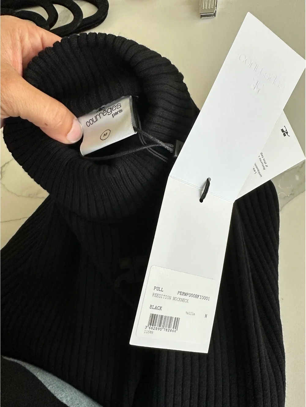 Courreges Reedition Rib Knit Mockneck Sweater NEW Size Medium